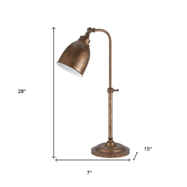 Bronze Metal Adjustable Lantern Table Lamp With Bronze Dome Shade